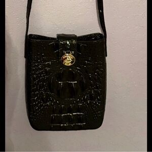 Brahmin Black Crocodile-Embossed Shoulder Bag
